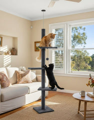 CARLA HOME Floor to Ceiling Cat Tree Tower with Adjustable Height 230-286cm for Indoor Cats (Grey)