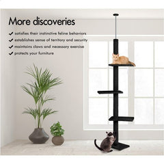 CARLA HOME Floor to Ceiling Cat Tree Tower with Adjustable Height 230-286cm for Indoor Cats (Black)