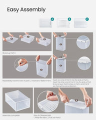 CARLA HOME 12-Pack Clear Shoe Storage Boxes - Stackable - White - Shoe Box Storage