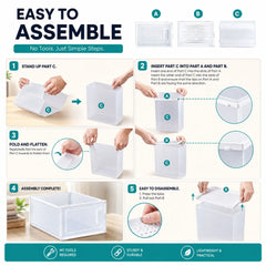 CARLA HOME 12-Pack Clear Stackable Shoe Storage Boxes - White - Shoe Box Storage