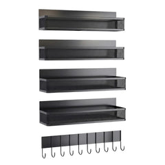 CARLA HOME 5 Pack Magnetic Spice Rack for Fridge Kitchen with Hook Bar
