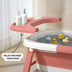 CARLA HOME Foldable Baby Bath Tub with Collapsible Toddler - Pink