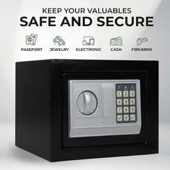 CARLA HOME Electronic Safe Box - Money Safe with Deposit Slot - Black - Cash Locker