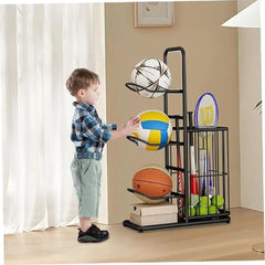 CARLA HOME Ball Storage Rack - 3-Tier Sports Organiser