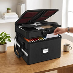 CARLA HOME Fireproof Document Box with Lock - Fabric - Office - Fireproof Document Safe