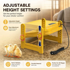 CARLA HOME Upgraded Chick Brooder Heating Plate - Adjustable Height - Yellow - Chicken Heater