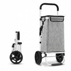 CARLA HOME Foldable Shopping Trolley, Aluminium Cart, 45L, Waterproof, Grey