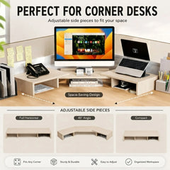 CARLA HOME Dual Monitor Stand Riser, Adjustable Length and Angle, Beige