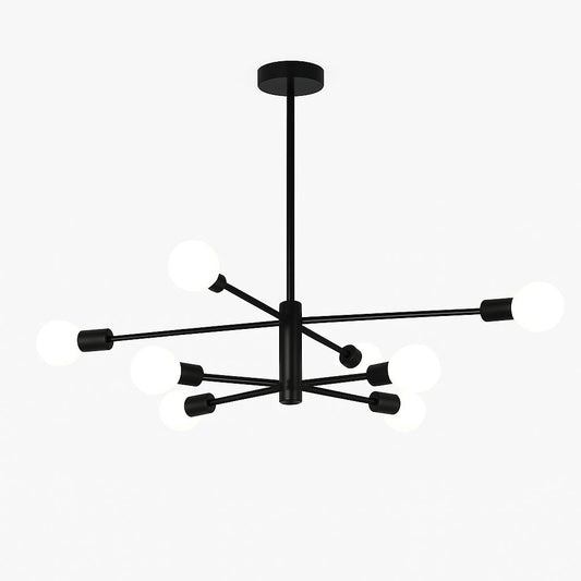 Modern Sputnik Chandelier, 8 Light, Black