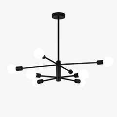 Modern Sputnik Chandelier, 8 Light, Black