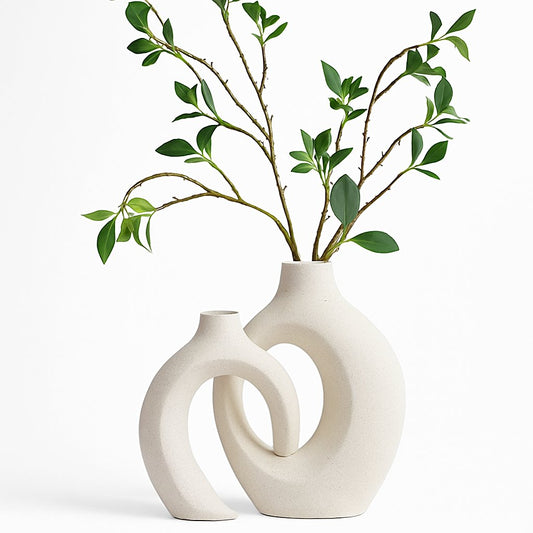 Ceramic Set of 2 Creative White Vases for Home Decor