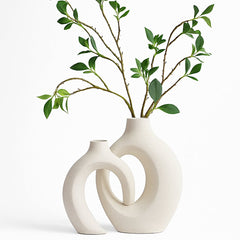 Ceramic Set of 2 Creative White Vases for Home Decor