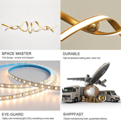 Modern LED Ceiling Chandelier 75W Smart-Lamp (Golden Pendent Light)