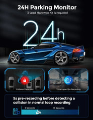 3.19" Black IPS Dual Dash Cam with 4K+1080P, 5G WiFi, GPS, Night Vision & Free 64GB Card
