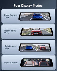12" Black Rear View Mirror Dash Cam with 4K Front and 1080P Rear, GPS, WiFi6