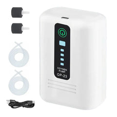 Aquarium Oxygen Pump Black USB Rechargeable Air Pump for Fish Tanks and Bait Buckets with 2 Outlets