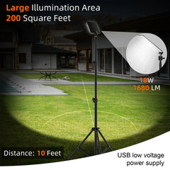 1.8m Telescopic Black Tripod LED Work Light for Camping and Outdoor Use