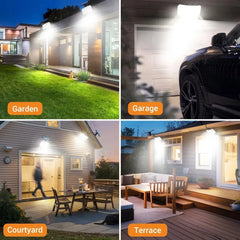 238LED Solar Powered Motion Sensor Flood Light in Black for Outdoor Security