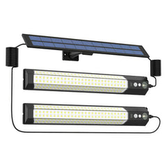Solar Powered LED Motion Sensor Wall Light, Black, 2000LM, IP65, 3 Modes