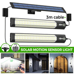 Solar Powered LED Motion Sensor Wall Light, Black, 2000LM, IP65, 3 Modes