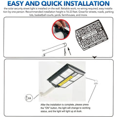80000LM 3500W Black Solar Street LED Light with Radar Sensor and Remote Control for Outdoor Use - 3500W/720LED