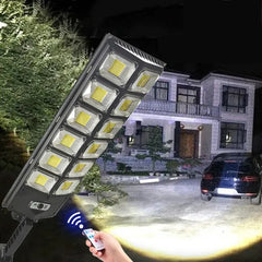 2-Pack 80000LM Black Solar Street Light with 504 LEDs and Remote Control