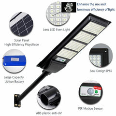 Solar LED Street Light with Radar Sensor, Black, 160W, Outdoor Flood Lamp