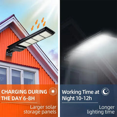 Solar LED Street Light with Radar Sensor, Black, 640W, Outdoor Flood Lamp