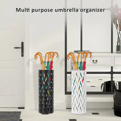 Metal Umbrella Stand in White, 15x15x42cm, Holds 4-6 Long Umbrellas