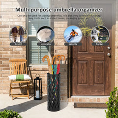 Metal Umbrella Stand in White, 15x15x42cm, Holds 4-6 Long Umbrellas
