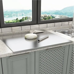 Silver Stainless Steel Chopping Board 50x40cm - Non-Slip Pastry Worktop Protector