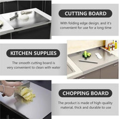 Silver Stainless Steel Chopping Board 70x50cm - Non-Slip Pastry Worktop Protector