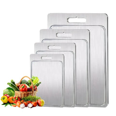 Double-Sided Titanium Cutting Board in Silver, 39x28cm, 1.5mm Thickness for Kitchen and Camping