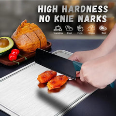 Double-Sided Titanium Cutting Board in Silver, 39x28cm, 1.5mm Thickness for Kitchen and Camping