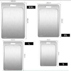 Double-Sided Titanium Cutting Board in Silver, 39x28cm, 1.5mm Thickness for Kitchen and Camping