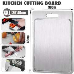 Double-Sided Titanium Cutting Board in Silver, 46x30cm, Durable and Heat Resistant