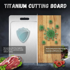 Double-Sided Titanium Cutting Board in Silver, 46x30cm, Durable and Heat Resistant