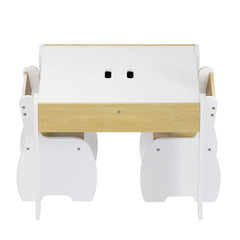 3-Piece Kids Table and Chairs Set in White with Storage, 60x60x48cm