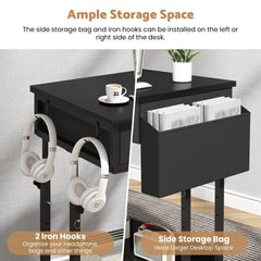 Small Portable Black Rolling Standing Desk with Wheels 80 x 48cm