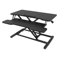 Height Adjustable Black Laptop Riser Desk with Two-Tier Design, 80x40cm