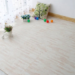 White Wood Grain Interlocking Heavy Duty EVA Foam Gym Flooring Mats - 60x60cm - 24 Tiles