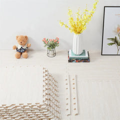 White Wood Grain Interlocking Heavy Duty EVA Foam Gym Flooring Mats - 60x60cm - 24 Tiles
