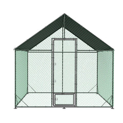 Heavy Duty XL Metal Walk-In Chicken Run with Cover, 276x405x300cm, Black