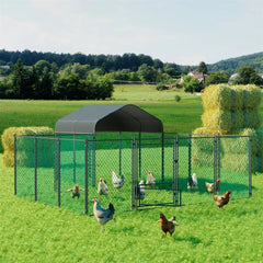 Extra Large Black Chicken Coop Cage Run Rabbit Hutch Walk-In Hen Enclosure 300x200x270cm