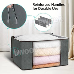 Large Grey Quilt Storage Bags - 6 Pack, 60x40x35cm, Breathable Non-Woven Fabric