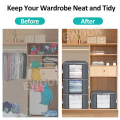 Large Grey Quilt Storage Bags - 6 Pack, 60x40x35cm, Breathable Non-Woven Fabric