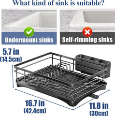 Large Dish Drying Rack with Drainboard Black