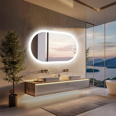 120x60cm LED Bathroom Mirror Oval Anti-Fog Dimmable Wall Mount