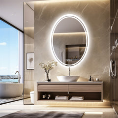 600x800mm LED Bathroom Mirror Oval Anti-Fog Dimmable
