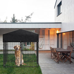 Outdoor Dog Kennel XS Pet Cage with Roof & Cover 127x120x134cm